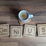 Periodic Table Elements "Genius" Solid Wood Coaster Set of 4