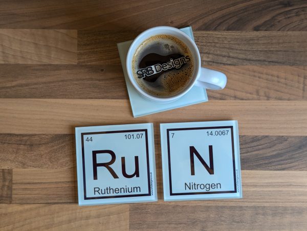 "Run" Periodic Table Glass Coasters Set of 2