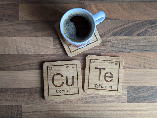 Periodic Table Elements "Cute" Solid Wood Coaster Set