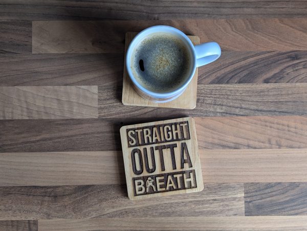 "Straight Outta Breath" Solid Wood Coaster