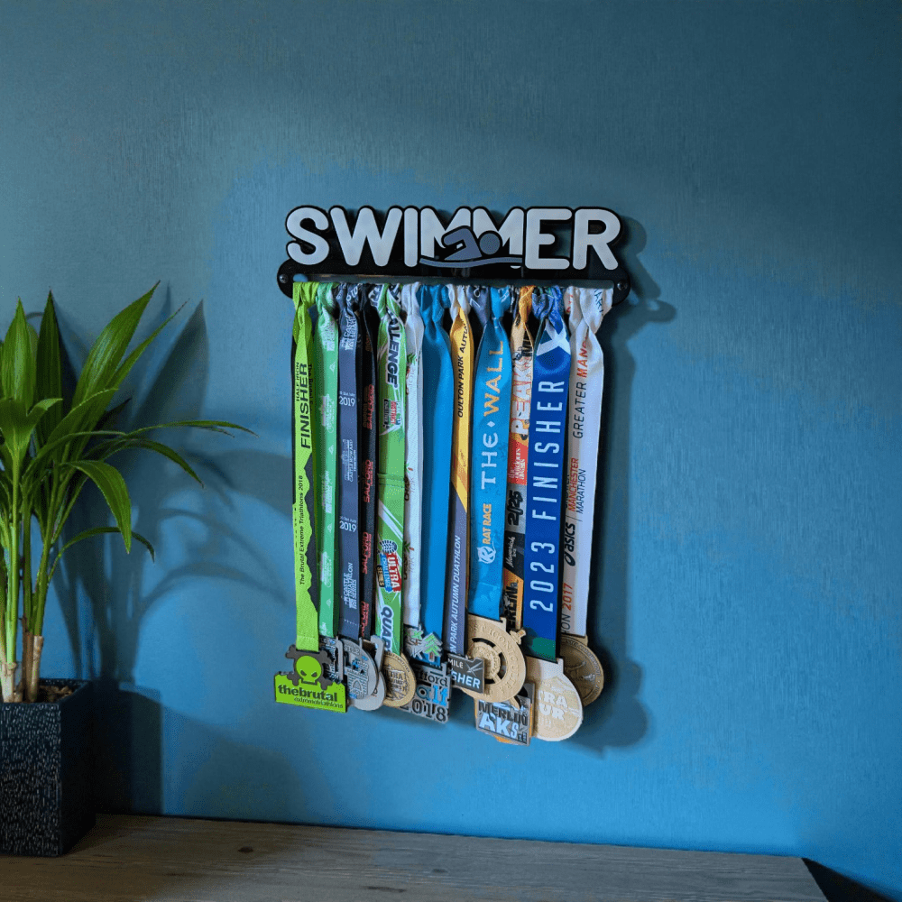 Swimmer Medal Hanger - Text & Icon