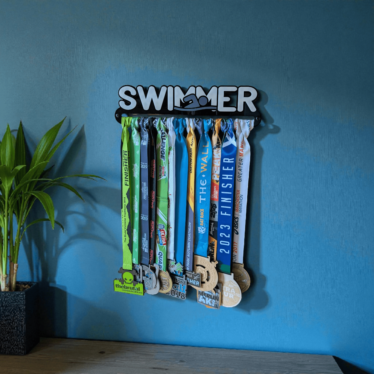 Swimmer Medal Hanger - Text & Icon