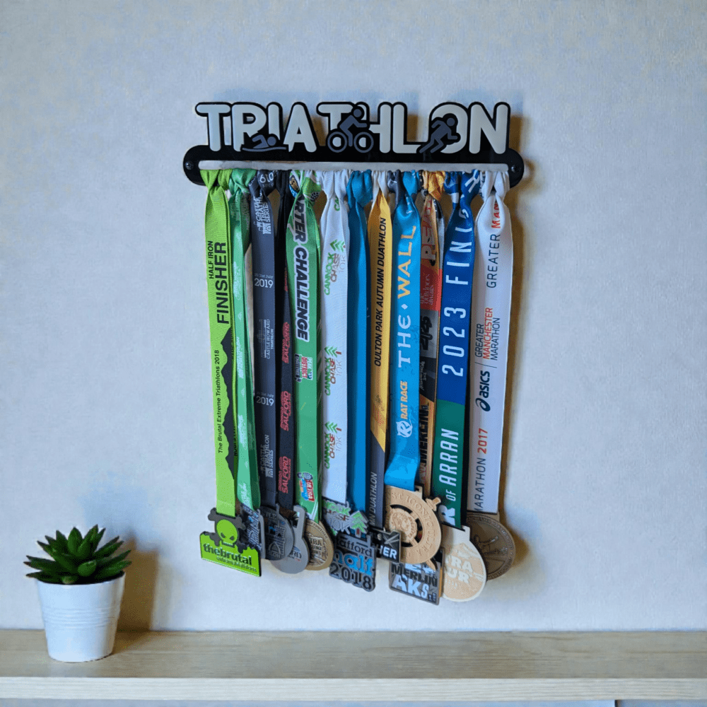 Triathlon Medal Hanger - Text & Icon